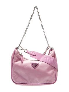 Prada HoboPink TessutoSilver-Tone HardwareChain-Link Handle & Single Adjustable Shoulder StrapLeather & Chain-Link AccentsLogo Jacquard LiningZip Closure at Top Pink Sparkly Prada Bag, Cross Body Handbags, Chain Link, Prada, Women Handbags, Handbags, Chain