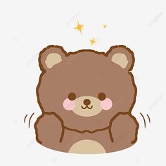 a brown teddy bear sitting down with its eyes closed and stars in the sky above it