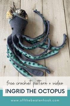 an octopus crochet pattern with text overlay that says free crochet pattern video