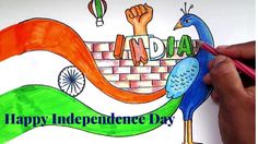 Independence Drawing, Patriotism Art, Independence Day Drawing Ideas, Independence Day Pictures, Independence Day Activities, Independence Day Drawing, Happy Independence Day Images, Drawing Happy, Ideas Sketch