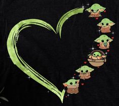 the baby yoda family has been drawn on a t - shirt that says i love you