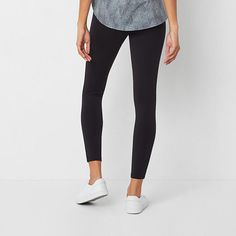 This pair of Stylus women's leggings are a versatile style choice for your everyday wardrobe. Cut from soft, stretch-knit in 7/8 length, this pull-on style sits right at the waist with a comfortable elastic waistband. Complement its effortless styling with a hoodie or layering it under a t-shirt dress.Features: Stretch FabricClosure Type: Full ElasticRise: Mid RiseFiber Content: 78% Polyester, 22% SpandexFabric Description: KnitInseam: 26 InCare: Machine WashPant Length: At CalfCountry of Origi… Casual Compression Leggings For Pilates, Casual Stretch Leggings For Pilates, Casual Mid-rise Leggings For Pilates, Mid-rise Casual Tights For Pilates, Ankle-length Elastane Leggings For Loungewear, Casual Comfort Stretch Leggings For Pilates, Casual Tights For Pilates, Casual Tight Leggings For Pilates, Fall Pilates Elastane Leggings