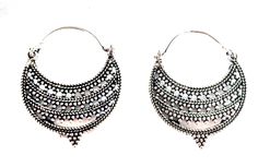 A beautiful Handmade Chandbali designed by me and then translated into a breathtaking pair of earrings. These are 1.25 inch wide and 2 inch in length, These earrings are created in brass and then silver plated Ear wire is hypoallergenic stainless steel A real beauty to wear and enjoy. Get a fusion of tradition and art in this exquisite piece. Thank you for your support for my work. Go back to Storefront Taneesijewelry.etsy.com View my Entire STERLING SILVER EARRINGS Collection at https://www.ets Bohemian Round Chandbalis For Pierced Ears, Handmade Chandbali Earrings For Festival, Festival Chandbali Hoop Earrings With Latkans, Handmade Bohemian Round Chandbalis, Nickel-free Traditional Chandbali Hoop Earrings, Traditional Chandbali Hoop Earrings, Nickel-free, Traditional Chandbali Hoop Earrings Nickel Free, Silver Bollywood Hoop Earrings With Intricate Design, Bollywood Style Intricate Silver Hoop Earrings