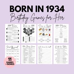 birthday games for her born in 1934