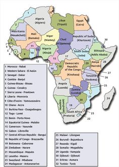 africa map with countries and their names