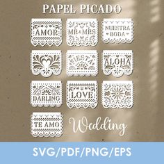 paper picadio wedding svg and png files