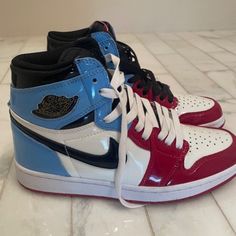 Gently Used / No Flaws / Authentic / No Box Mens Sz 7 - Women's Sz 8.5 Jordan 1 Fearless, Shoes Jordan 1, Jordan Blue, Shoes Jordan, Jordans For Men, Jordan Shoes, Mens Shoes Sneakers, Jordan 1, Men's Shoes