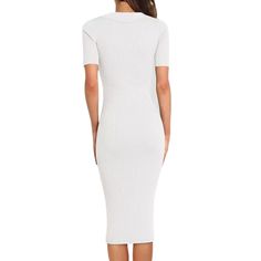 White Rib Button Lapel Collar Bodycon Dress Knee-length Bodycon Dress With Button Closure, Chic Knee-length Bodycon Dress With Button Closure, Spring Bodycon Dress With Buttons, Elegant Summer Bodycon Dress With Button Closure, Summer Knee-length Bodycon Dress With Button Closure, Knee-length Buttoned Bodycon Dress For Date Night, Fitted Midi Bodycon Dress With Buttons, Dresses Bodycon, Bodycon Dresses