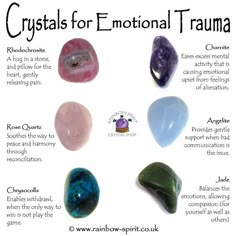 The crystals in this set have been carefully selected to complement each other and to provide support in specific relation to the physical, mental and emotional support they offer for those who have suffered emotional trauma. The set includes six 10-20mm stones (Rhodochrosite, Rose Quartz, Magia Das Ervas, Crystal Therapy, Breathe Easy, Crystal Healing Stones, Crystal Magic, Crystals Healing