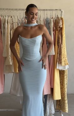 Icy Blue Outfit, Sky Outfit, Priscilla Ricart, Classy Prom, Classy Prom Dresses, Dream Dresses, Dinner Outfits, Blue Outfit