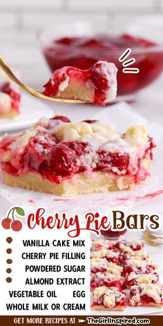 cherry pie bars recipe on a white plate