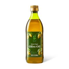 an olive oil bottle on a white background