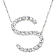 Radiance by Absolute™ Sterling Silver Pavé Initial Necklace Monogram glam gets a sparkling edge with this drop necklace. The everyday sig piece is Absolute's stylishly off-kilter take on personalized jewelry looks.       Necklace approx. 18"L x 1/16"W with 2" extender     Drop approx. 11/16"L to 1-1/2"L and 13/16"W to 1-7/16"W (varies depending on initial)     Stamped .925 sterling silver; rhodium plating; polished finish      Cable-link chain: lobster-claw clasp     Drop dangles from cable-link Jewelry Looks, Initial Necklace Silver, M Letter, Drop Necklace, Initial Necklace, Link Chain, Lobster Claw, Personalized Jewelry, Jewelry Sales