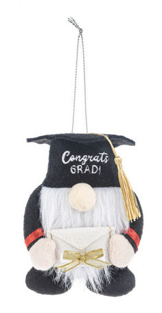 a graduation ornament hanging from a chain with congratulations grad written on it