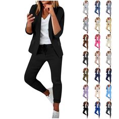 PRICES MAY VARY. clothing two piece elegant sweatsuit set sets for women clothing two piece plus size sweatsuits for men set 2 piece name sets for women clothing two piece dressy sweatsuit jumper for women sets for women clothing two piece sexy going out tracksuit Women Women's 2 Piece Tracksuit Outfit Long Sleeve Zip Up Sweatshirt High Waist Jogger Sweatpants Set Women's Satin Jogger Pants Casual High Waist Long Pant Trousers with Pockets Sets for Women Two Piece Outfits Sweatsuits Sets Long Pa Pant Suits For Women Business, Womens Professional Suits, Business Casual Pants Women, Pants Business Casual, Business Casual Jacket, Pant Suits For Women, Casual Blazer Women, Work Pants Women, Office Casual Outfit