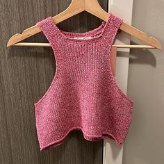 Comfy. Pink Knit Crop Top For Summer, Summer Pink Knit Crop Top, Trendy Pink Tank Top For Fall, Summer Knit Pink Crop Top, Trendy Knit Crop Top For Day Out, Casual Pink Knit Crop Top, Casual Red Knit Tank Top, Casual Fall Crop Top For Vacation, Casual Knit Crop Top For Vacation