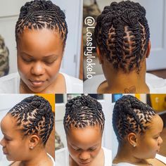 Short Dread Hairstyles, Short Loc Updo, Short Haircuts Black Hair, Braids Twist