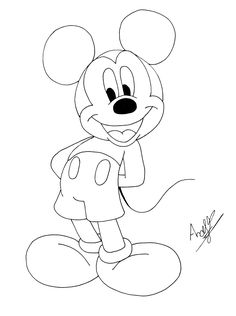 the mickey mouse coloring page is shown in this image, it looks like he's ready