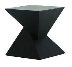 a black table that is shaped like an inverted object with one leg extended and the other end