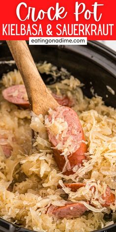 crock pot kielbasa and sauerkraut recipe in a slow cooker