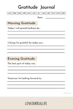 an image of a page with the words gratitude journal written in different font and colors