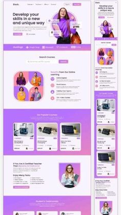 a purple and white website design