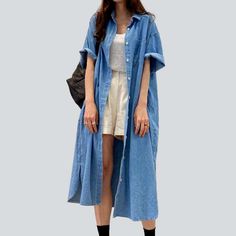 Take your look to the next level with our 2023 Spring-Summer Collection's 90's style free shirt ââ‚?designed for the trend-setting rebels!Why It's Your Next Wardrobe EssentialThis light wash denim dress will make a statement no matter the occasion. Its unique distressed pattern. combined with its slim shape and buttoned closure. make it the perfect blend of nostalgic grunge and contemporary fashion. Not just any shirt. it's an anthem. a vibe. and a timeless classic.Key Highlights: 90s Throwback: Casual Denim Dress For Fall Day Out, Short Sleeve Cotton Denim Dress With Pockets, Long-sleeved Denim Dress With Pockets For Summer, Cotton Denim Dress With Pockets, Cotton Denim Dress With Pockets And Short Sleeves, Trendy Short Sleeve Denim Dress With Pockets, Short Sleeve Cotton Denim Dress For Fall, Casual Long Sleeve Denim Summer Dress, Trendy Light Wash Denim Dress For Fall