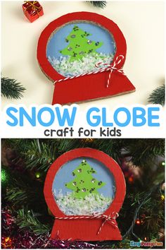 snow globe craft for kids to make with paper and glue on christmas tree ornaments in the shape of an ornament