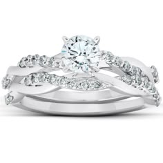 a white gold wedding ring set with diamonds