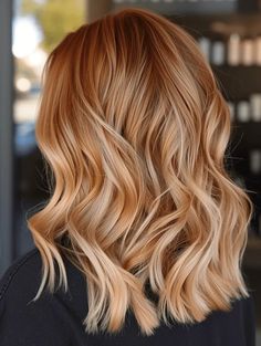 Blond Red Balayage, Natural Redhead Blonde Money Piece, Blonde Or Red Hair, Ginger Blonde Balayage Copper Hair, Peachy Highlights Hair, Golden Blonde Pale Skin, Copper Babylights On Blonde Hair, Short Blonde Red Hair, Strawberry Blonde Lob With Bangs