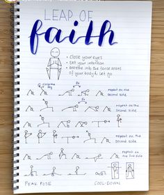 a notebook with instructions on how to do the leap of faith