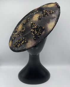 Gorgeous Black and gold animal print with singularly placed black and gold diamantés Fascinator sparkly sinamay with acrylic's Bespoke Headpieces for all your occasions, made to order, please email me at... enquiries@fascinators-by-d.com for further info...  Material colour swatches can be sent 1st class Royal Mail prior to ordering any design displayed (free of charge) Please request if this is something you feel the need to require before purchase. We cannot guarantee that the display design w Gold Rhinestone Headpieces For Party, Luxury Adjustable Headpieces For Parties, Gold Fascinator For Formal Royal Ascot, Gold Fascinator For Royal Ascot And Formal Occasions, Embellished Adjustable Headpieces For Evening, Gold Mini Hats For Evening, Gold Headpieces For Royal Ascot Formal Occasion, Adjustable Gold Mini Hats For Parties, Luxury Gold Hat For Evening