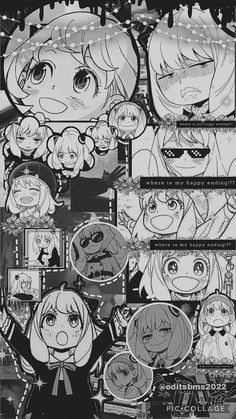 an image of anime characters in black and white