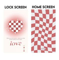 two different valentine's day cards with the words love and home screen on them