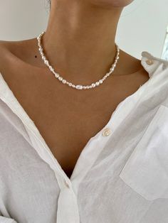 ✿ Material: High-Quality Baroque Freshwater Pearls ✿ Finish: 14K US Gold-Filled Findings ✿ Size: Approx. 16 inches in length with an additional 2 inches adjuster ✿ Tarnish resistant, hypoallergenic, safe for sensitive skin Affordable Pearl Choker With Round Beads, Trendy Pearl Necklace, Beads Craft Jewelry, Beads Craft, Gold Bond, Craft Jewelry, Pearl Choker Necklace, Jewelry Lookbook, Freshwater Cultured Pearls