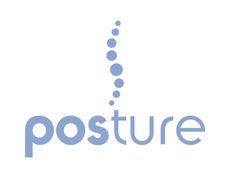 the logo for posture is shown on a white background with blue dots in it