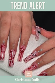 Christmas Nail Art Tutorial, Ongles Beiges, Nail Noel, New Year Nails, Festive Nails, Red Christmas Nails, Nail Drill Bits, Holiday Nail Designs