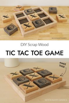 Small Woodworking Projects 2x2 Projects Diy, Wood Tic Tac Toe Board Diy, High School Wood Shop Projects Ideas, Wooden Tic Tac Toe Board Diy, Middle School Wood Shop Projects, Things To Make Out Of Wood, Diy Tic Tac Toe Game, Scrap Wood Ideas, Diy Book Stand