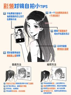 an illustrated poster with instructions on how to use the phone for hair care and makeup