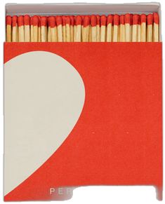 a pack of matches with the shape of a heart