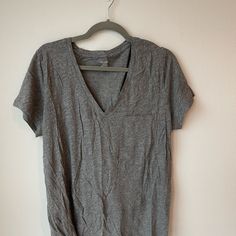 Xl V Neck Blouse, Madewell. New, Never Worn. Oversized Drape Fit. Cotton Relaxed Fit V-neck Top For Loungewear, Gray Relaxed Fit V-neck T-shirt, Casual Gray V-neck Top, Casual V-neck Loungewear Top, Casual Relaxed Fit V-neck Top For Loungewear, Gray V-neck Loungewear Top, Gray V-neck Top For Loungewear, Oversized Gray V-neck Top, Gray V-neck T-shirt For Everyday