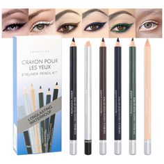 PRICES MAY VARY. 💝【Multifunctional Use】The Colorful Eyeliner Pencil can be not only for eye makeup, but also a lip liner for lip liner, or an eye shadow and eyebrow pencil. This 4-in-1 colored eyeliner set can give you a different sense of use. 💝【6 Colors Pencil Eyeliner】The gel eyeliner pen tip has smooth lines, provides 6 kinds of bright colors. It can provide long-lasting, dazzling matte colors to help you easily create fashionable makeup and show the most charming charm of women. 💝【Waterp Colorful Eyeliner, Smudged Makeup, Eyeliner Set, Gel Eyeliner Pencil, Matte Colors, Colored Eyeliner, Pencil Pen, Eyeliner Pencil, Seal Design