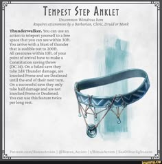 an advertisement for a belt that says tempestp's step anklet