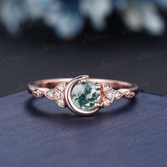 Every moss agate is natural, No two moss agate stones are the same, making each one unique. It is normal that the finished ring won't be the same as our picture. Each people have their own idea about the beauty of moss agate, I provide SELECT MOSS AGATE STONE SERVICE : https://www.etsy.com/listing/1127301145/select-stone-service HEALING RING: Moss agate brings calm and helps draw us closer to nature. It makes us feel more patient when we need to disconnect from the chaos and bustle of the modern world. It's said to be extremely helpful to those experiencing a strong sense of aggression or any other overwhelming emotions. They are a beautiful fit for nature lovers and conservationists. They're a great choice for symbolizing a spiritual or naturalistic awakening. Because of their connection Rose Gold Moss Agate Ring, Moon Stone Ring Engagement, Green Moss Agate Jewelry For Wedding, Green Moss Agate Wedding Jewelry, Round Moss Agate Jewelry For Weddings, Nature-inspired Moss Agate Wedding Jewelry, Moon Wedding Ring, Overwhelming Emotions, Moon Wedding