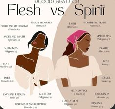 the differences between flesh and spirit in women's body types, from which one is black to white