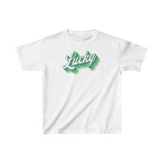 Say hello to our retro Kids Lucky Tee, made from durable heavy cotton that's perfect for everyday wear. Designed on Cape Cod and made in America, this retro style Lucky t-shirt is perfect for Cape Cod's St. Patrick's Day parade, or any time of the year. The fabric is 100% ethically grown and harvested in the US, guaranteeing a minimal environmental impact.Our commitment to sustainability extends beyond just materials – this tee is made using sustainable means of production and is certified by Oeko-Tex for safety and quality assurance. XS S M L XL Width 16.14" 16.93" 18.11" 18.90" 20.08" Length 20.47" 22.05" 23.62" 25.20" 26.38" Sleeve length 13.39" 14.17" 15.35" 16.14" 17.32" Retro Crew Neck Cotton T-shirt, Retro Crew Neck T-shirt With Letter Print, Retro Crew Neck T-shirt With Text Print, Retro Cotton T-shirt With Screen Print, Retro Cotton T-shirt With Graphic Print, Retro Pre-shrunk Crew Neck T-shirt, Retro Crew Neck T-shirt Pre-shrunk, White Retro T-shirt With Letter Print, White Retro T-shirt With Text Print