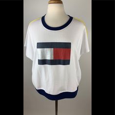 Tommy Hilfiger Sport Short Sleeve Sweatshirt Nwt Tommy Hilfiger White Crew Neck Top, Sporty Tommy Hilfiger Tops With Graphic Print, Tommy Hilfiger Spring Crew Neck Tops, Tommy Hilfiger Graphic Tee With Crew Neck, Tommy Hilfiger Crew Neck Tops For Spring, Tommy Hilfiger White Crew Neck Shirt, Tommy Hilfiger Casual Crew Neck Tops, Tommy Hilfiger White Short Sleeve Top, White Short Sleeve Tommy Hilfiger Top