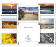 several pictures of the beach and ocean are shown in this set of four photos, each with an individual's own photo