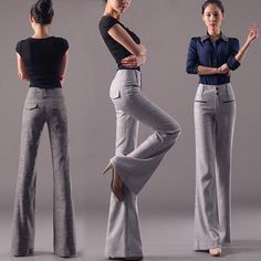 Shein Winter Outfits, Winter Business Outfits, Bell Bottom Trousers, Flare Pant, Vintage Cloth, Mode Casual, Jumpsuits And Romper, Trouser Pants Women