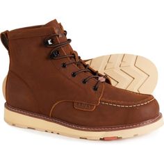 Rugged Plain Toe Work Boots, Rugged Work Boots With Plain Toe, Slip-resistant Moc Toe Work Boots For Walking, Rugged Hiking Boots With Protective Moc Toe, Brown Safety Work Boots With Moc Toe, Brown Moc Toe Safety Work Boots, Plain Toe Steel Toe Chukka Boots For Outdoor Work, Brown Moc Toe Work Boots For Safety, Slip-resistant Moc Toe Boots For Outdoor Work